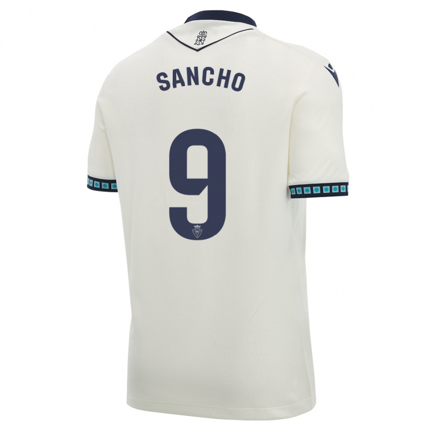 ילדים כדורגל דניאל סנצ׳ו מקאיה #9 לבן שחור כחול שמיים בהיר הרחק ג'רזי 2026/27