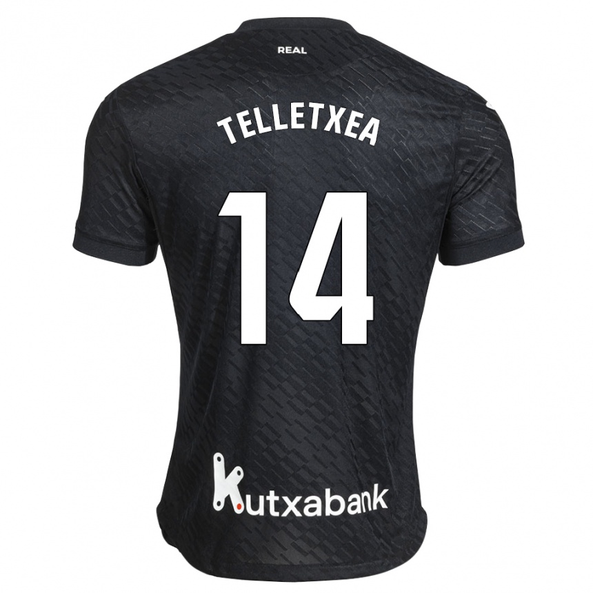ילדים כדורגל Oihan Telletxea #14 שחור לבן הרחק ג'רזי 2026/27