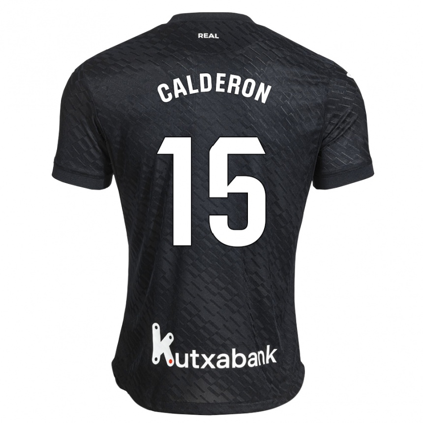ילדים כדורגל Iker Calderon #15 שחור לבן הרחק ג'רזי 2026/27
