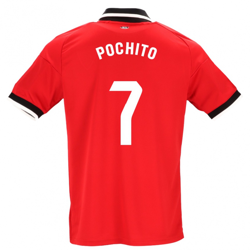 ילדים כדורגל Pochito #7 לבן אדום שחור הרחק ג'רזי 2026/27