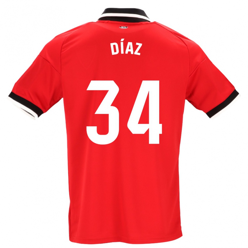 ילדים כדורגל Mario Díaz #34 לבן אדום שחור הרחק ג'רזי 2026/27