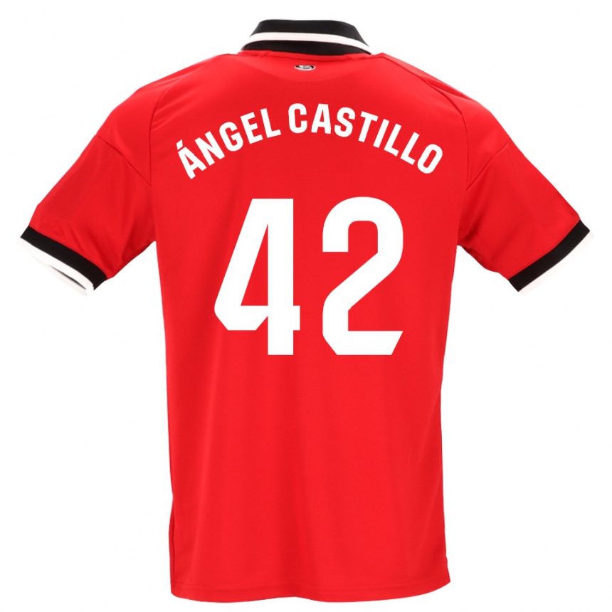 ילדים כדורגל Manuel Ángel Castillo #42 לבן אדום שחור הרחק ג'רזי 2026/27