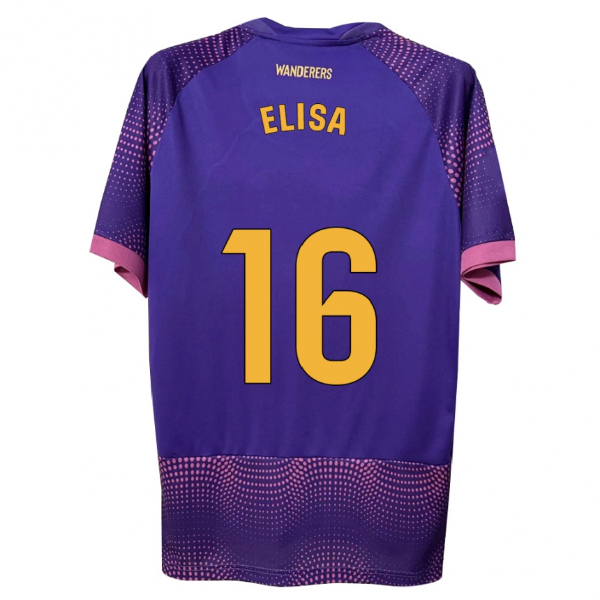 ילדים כדורגל Elisa Tomé #16 לבן ורוד סגול הרחק ג'רזי 2026/27