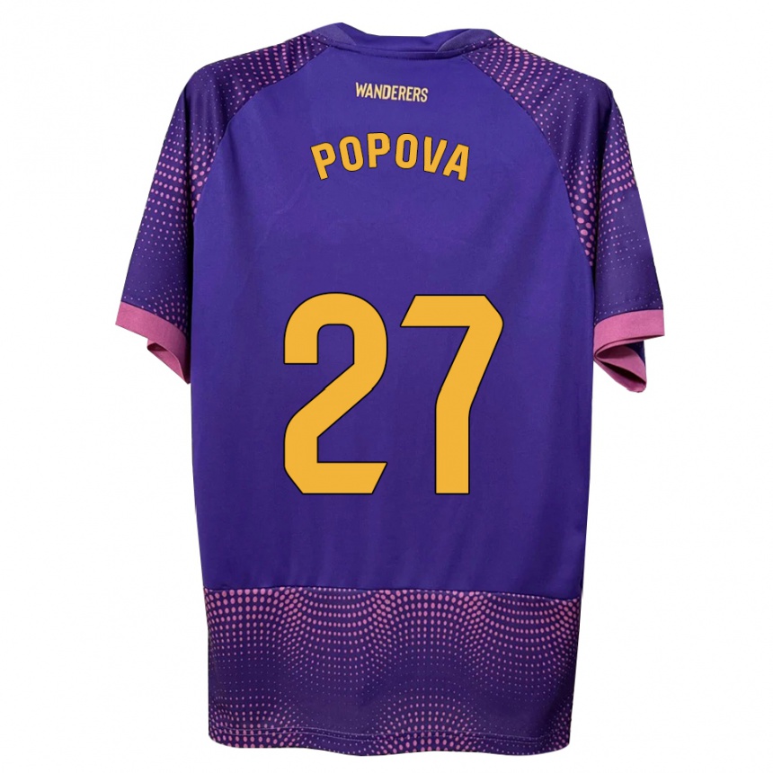 ילדים כדורגל Ángela Popova Fedorova #27 לבן ורוד סגול הרחק ג'רזי 2026/27