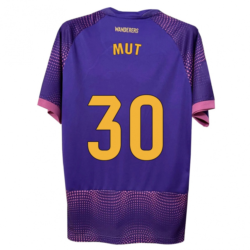 ילדים כדורגל Joan Mut #30 לבן ורוד סגול הרחק ג'רזי 2026/27