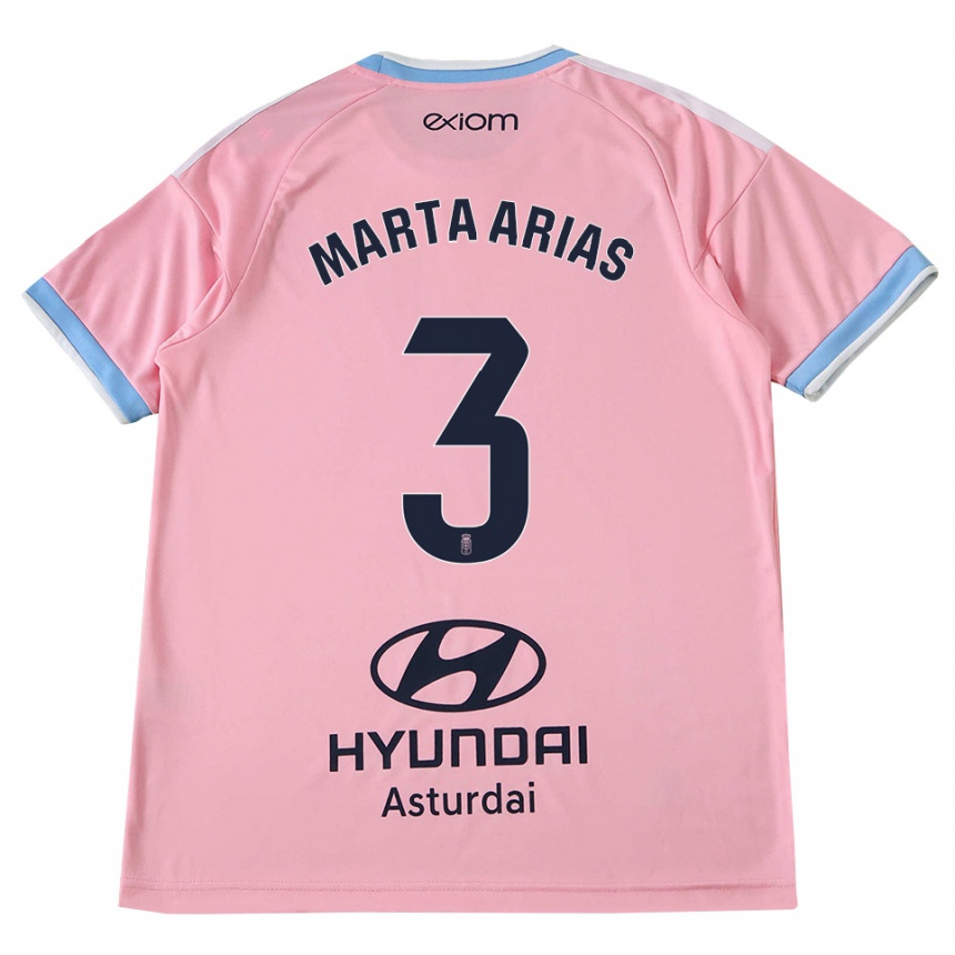 ילדים כדורגל Marta Arias #3 כחול תירס ורוד הרחק ג'רזי 2026/27
