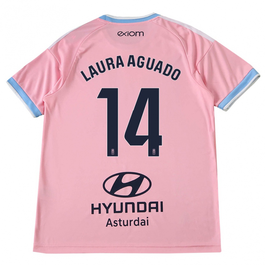 ילדים כדורגל Laura Aguado #14 כחול תירס ורוד הרחק ג'רזי 2026/27