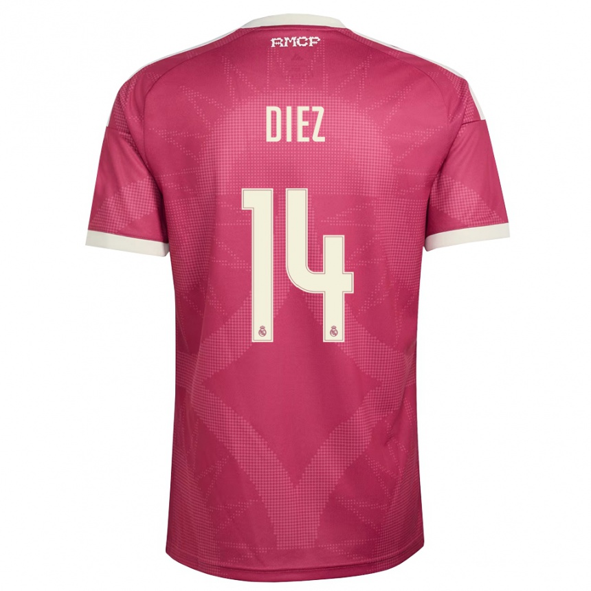 ילדים כדורגל Carlos Diez #14 אדום סגול חיוור לבן ג'רזי קיט שלישי 2026/27