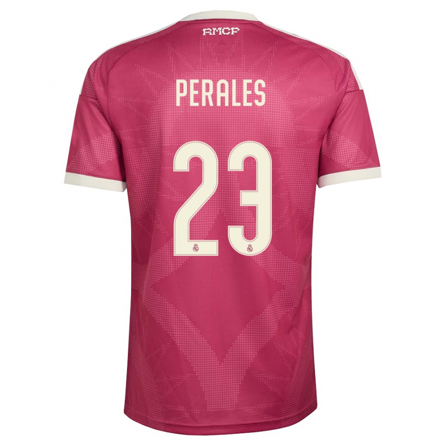 ילדים כדורגל Miguel Perales #23 אדום סגול חיוור לבן ג'רזי קיט שלישי 2026/27