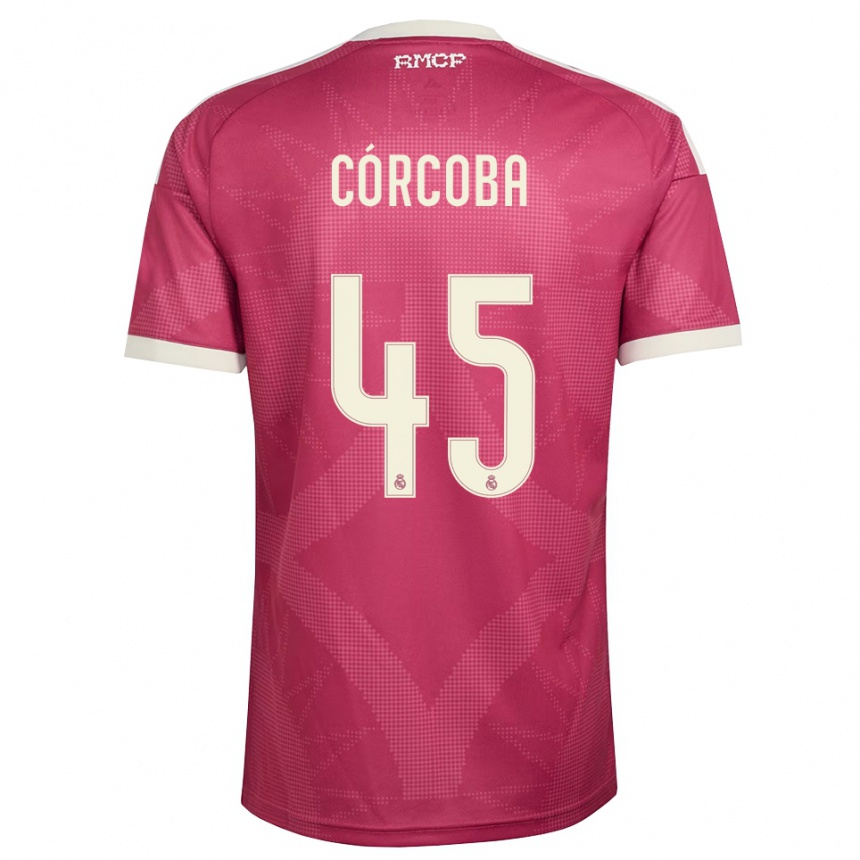 ילדים כדורגל Andrés Córcoba #45 אדום סגול חיוור לבן ג'רזי קיט שלישי 2026/27