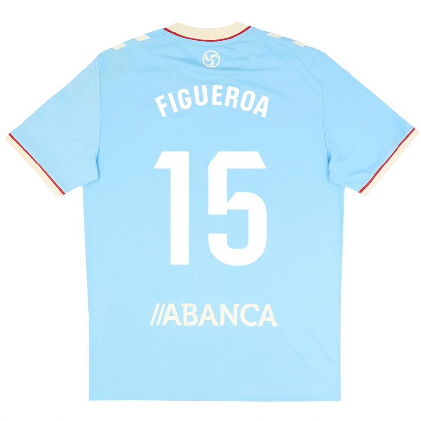 גברים כדורגל María Figueroa #15 כחול שמיים לבן אדום ג'רזי ביתית 2026/27