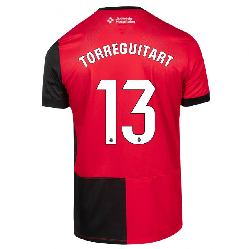 גברים כדורגל Nil Torreguitart #13 שחור אדום לבן ג'רזי ביתית 2026/27 גברים כדורגל Nil Torreguitart #13 שחור אדום לבן ג'רזי ביתית 2026/27