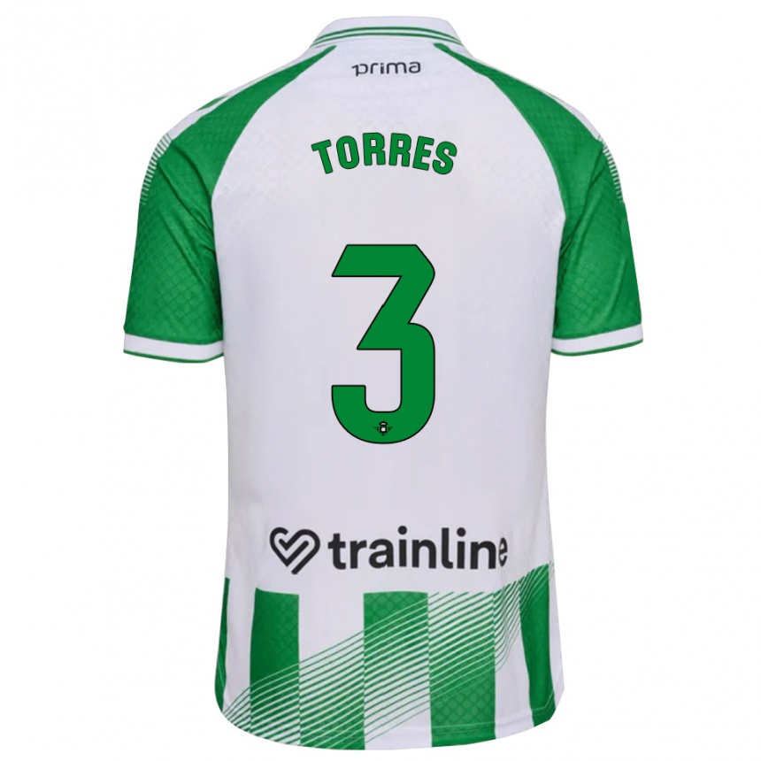 גברים כדורגל Alejandro Torres #3 ירוק בהיר שחור לבן ג'רזי ביתית 2026/27