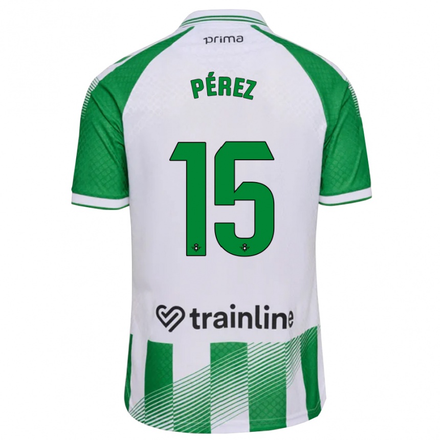 גברים כדורגל Álex Pérez #15 ירוק בהיר שחור לבן ג'רזי ביתית 2026/27