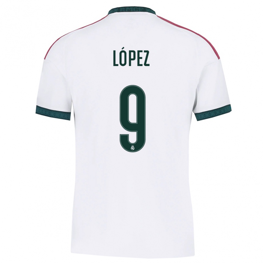 גברים כדורגל Mikel López #9 ירוק כהה לבן אדום ג'רזי ביתית 2026/27