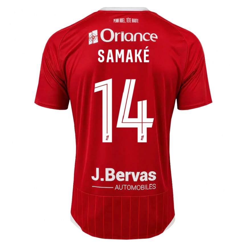 גברים כדורגל Abdoul Samaké #14 לבן אדום ג'רזי ביתית 2026/27