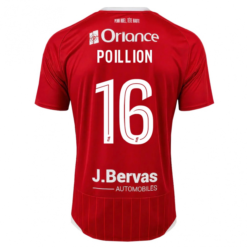 גברים כדורגל Noé Poillion #16 לבן אדום ג'רזי ביתית 2026/27 גברים כדורגל Noé Poillion #16 לבן אדום ג'רזי ביתית 2026/27