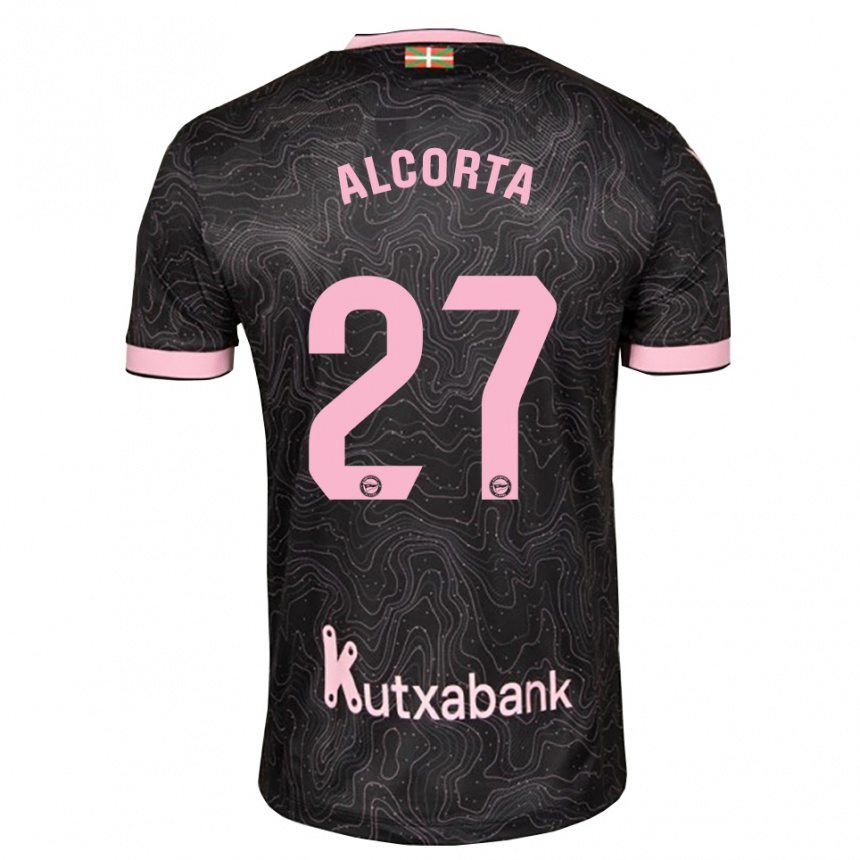 גברים כדורגל Alaitz Alcorta #27 שחור ורוד הרחק ג'רזי 2026/27