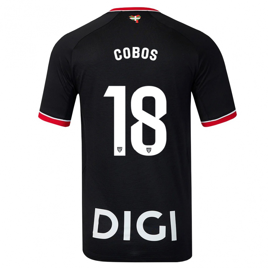 גברים כדורגל Alain Cobos #18 שחור לבן אדום הרחק ג'רזי 2026/27