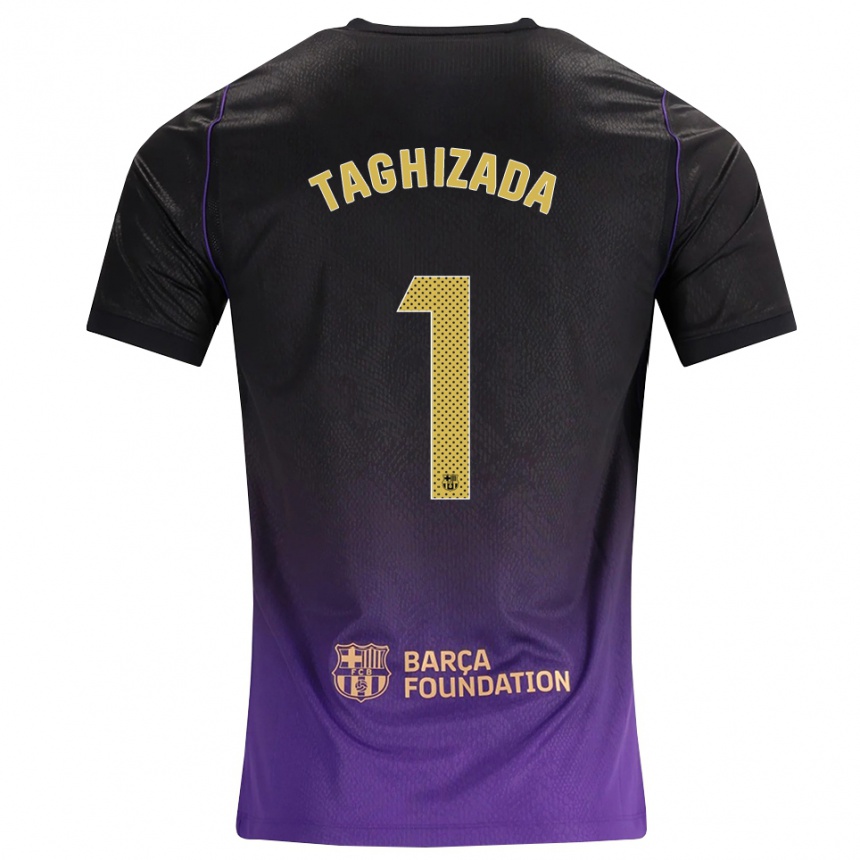 גברים כדורגל Eldar Taghizada #1 סגול צהוב שחור הרחק ג'רזי 2026/27 גברים כדורגל Eldar Taghizada #1 סגול צהוב שחור הרחק ג'רזי 2026/27