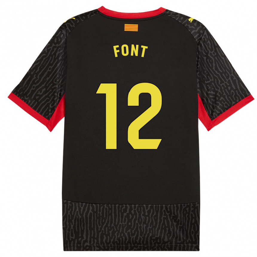 גברים כדורגל Jordi Font #12 שחור צהוב אדום הרחק ג'רזי 2026/27