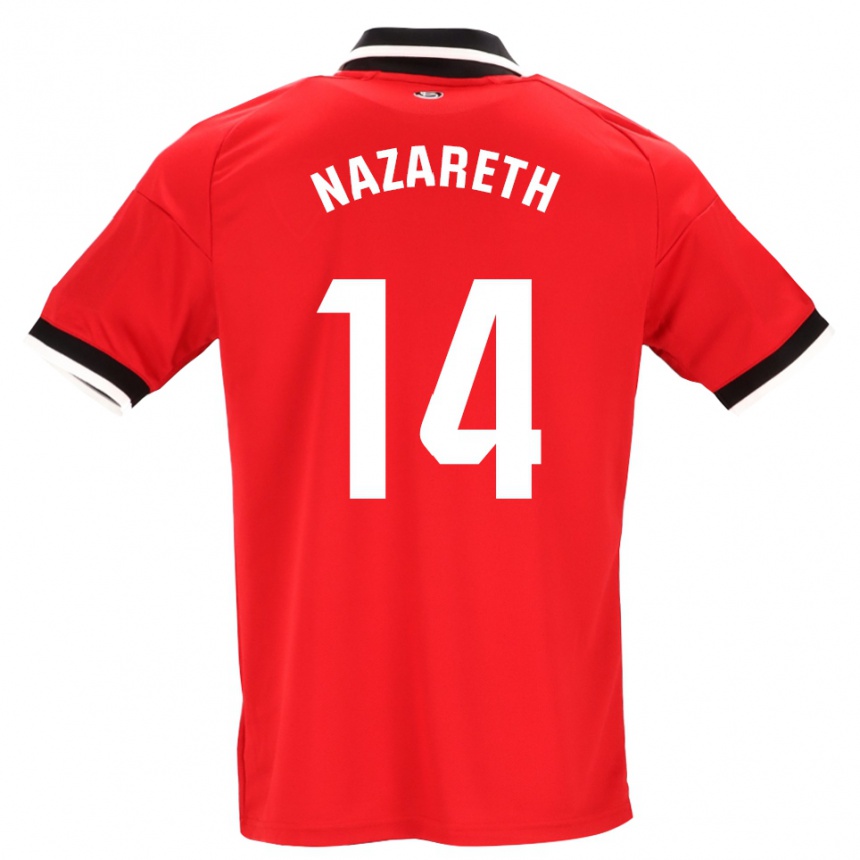 גברים כדורגל Nazareth Martín #14 לבן אדום שחור הרחק ג'רזי 2026/27
