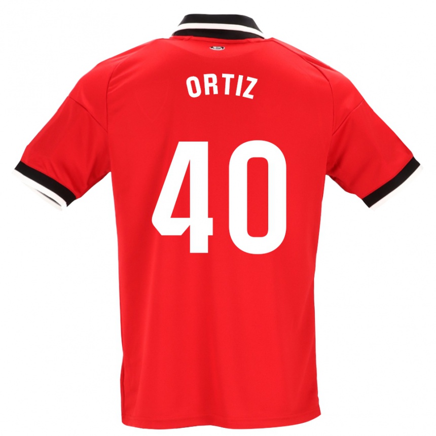גברים כדורגל Hugo Ortiz #40 לבן אדום שחור הרחק ג'רזי 2026/27