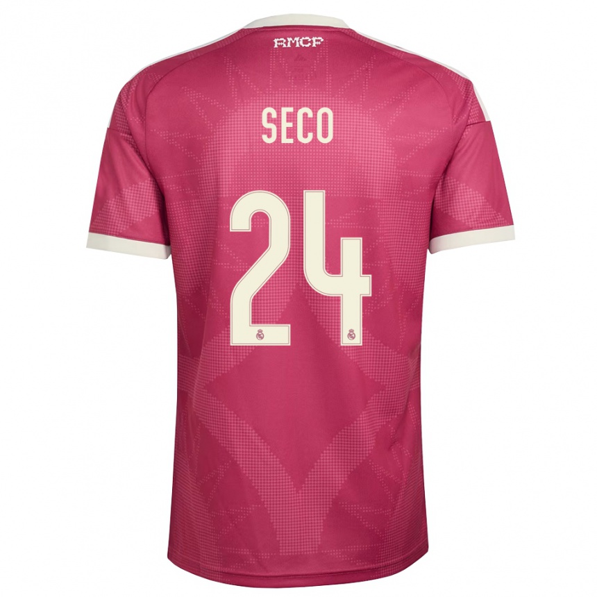 גברים כדורגל Ferran Seco #24 אדום סגול חיוור לבן ג'רזי קיט שלישי 2026/27