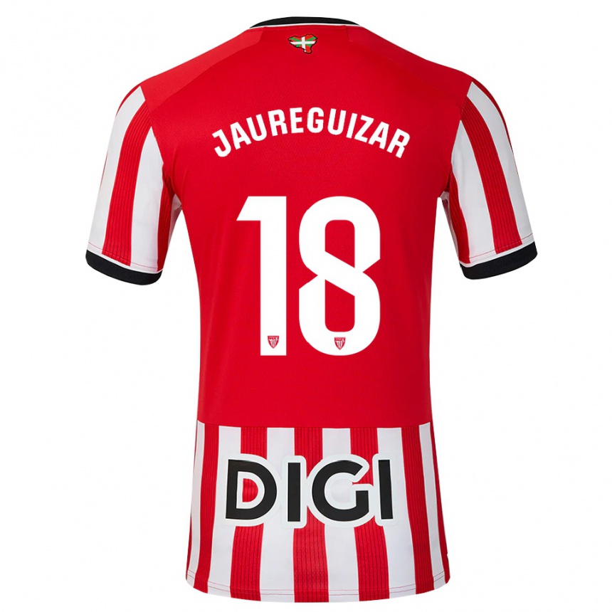 נשים כדורגל Mikel Jauregizar #18 אדום שחור לבן ג'רזי ביתית 2026/27
