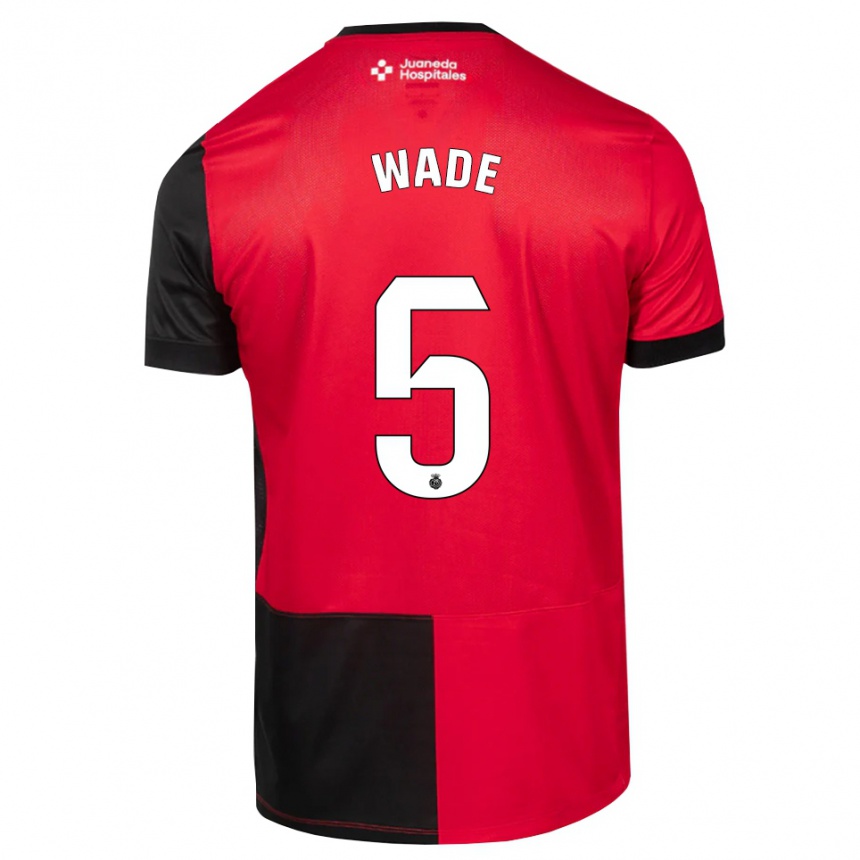 נשים כדורגל Sebas Wade #5 שחור אדום לבן ג'רזי ביתית 2026/27 נשים כדורגל Sebas Wade #5 שחור אדום לבן ג'רזי ביתית 2026/27