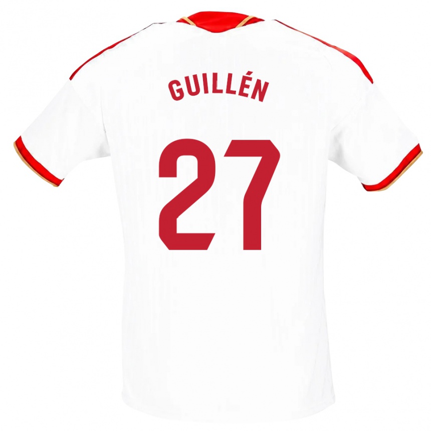 נשים כדורגל Nico Guillén #27 לבן אדום ג'רזי ביתית 2026/27