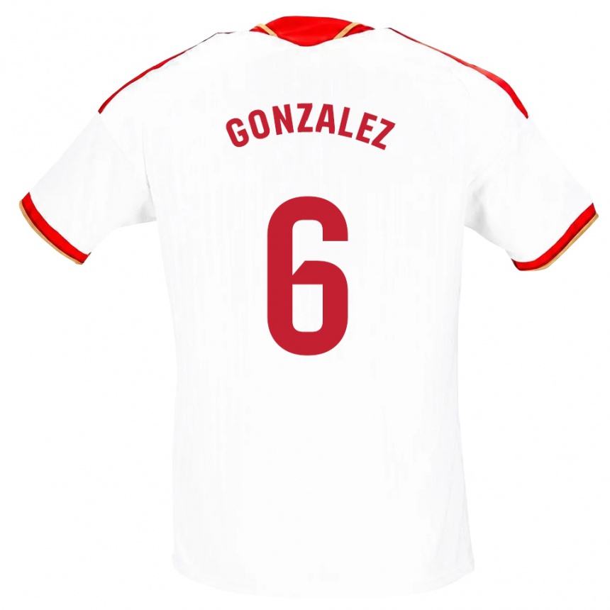 נשים כדורגל Pamela González #6 לבן אדום ג'רזי ביתית 2026/27