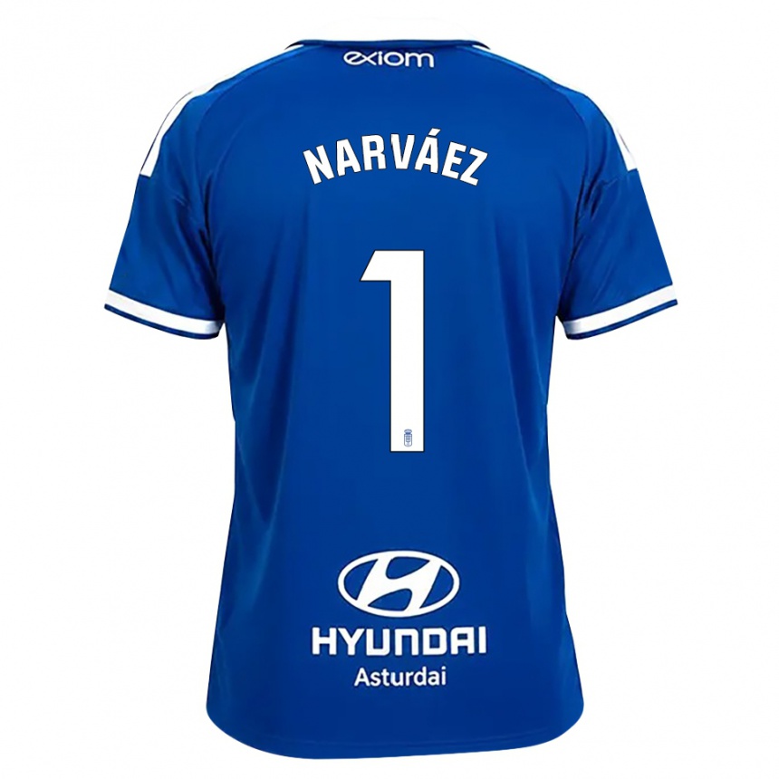 נשים כדורגל Miguel Narváez #1 כחול בינוני לבן ג'רזי ביתית 2026/27
