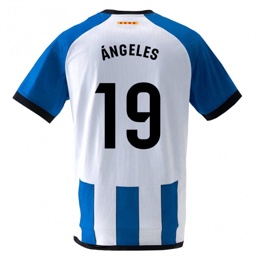 נשים כדורגל Ángeles Del Álamo Sánchez #19 כחול לבן מלכותי ג'רזי ביתית 2026/27