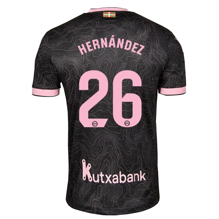 נשים כדורגל Izei Hernández #26 שחור ורוד הרחק ג'רזי 2026/27 נשים כדורגל Izei Hernández #26 שחור ורוד הרחק ג'רזי 2026/27