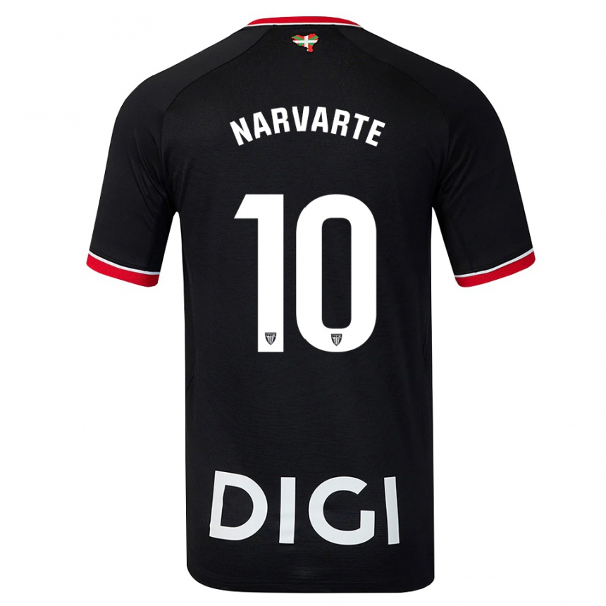 נשים כדורגל Danel Narvarte #10 שחור לבן אדום הרחק ג'רזי 2026/27