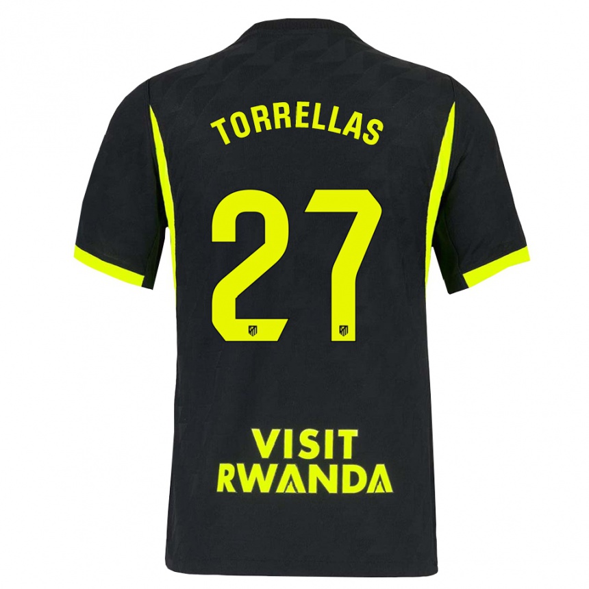 נשים כדורגל Óscar Torrellas #27 ירוק בהיר שחור הרחק ג'רזי 2026/27