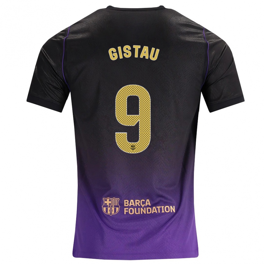 נשים כדורגל Òscar Gistau #9 סגול צהוב שחור הרחק ג'רזי 2026/27