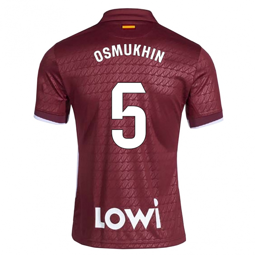 נשים כדורגל Zakhar Osmukhin #5 אדום כהה לבן הרחק ג'רזי 2026/27