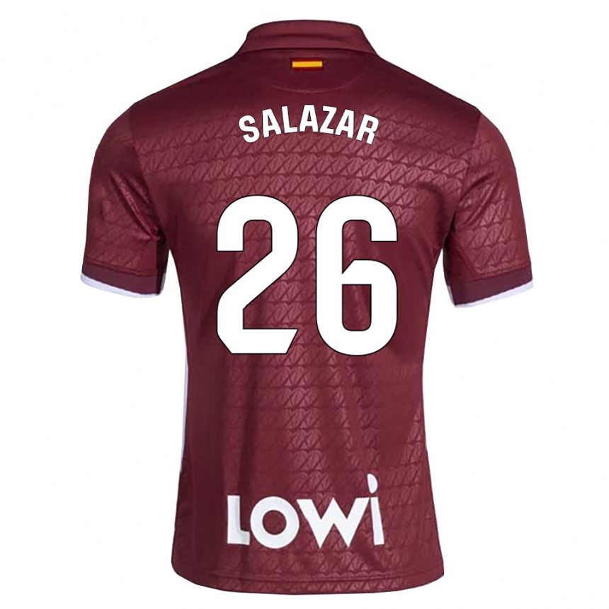 נשים כדורגל Sebas Salazar #26 אדום כהה לבן הרחק ג'רזי 2026/27