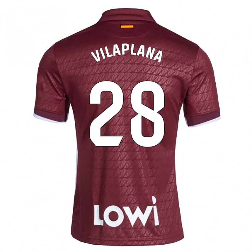 נשים כדורגל Marc Vilaplana #28 אדום כהה לבן הרחק ג'רזי 2026/27 נשים כדורגל Marc Vilaplana #28 אדום כהה לבן הרחק ג'רזי 2026/27