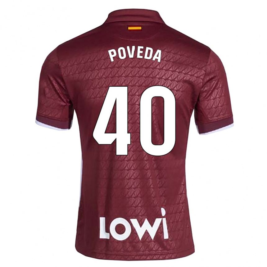 נשים כדורגל Pedro Poveda #40 אדום כהה לבן הרחק ג'רזי 2026/27