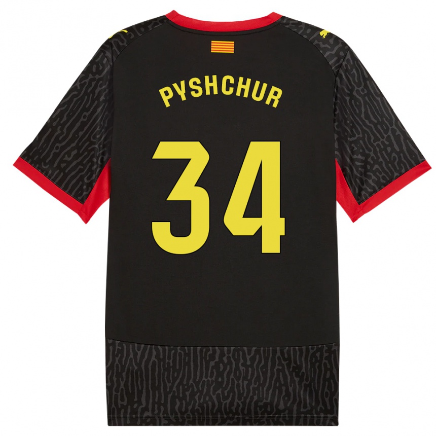 נשים כדורגל Oleksandr Pyshchur #34 שחור צהוב אדום הרחק ג'רזי 2026/27