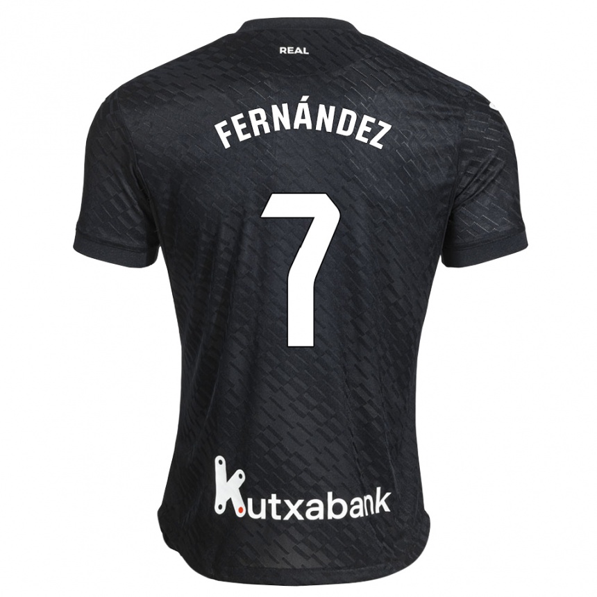 נשים כדורגל Xuban Fernández #7 שחור לבן הרחק ג'רזי 2026/27