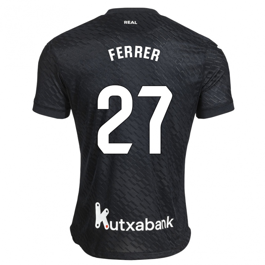 נשים כדורגל Iker Ferrer #27 שחור לבן הרחק ג'רזי 2026/27