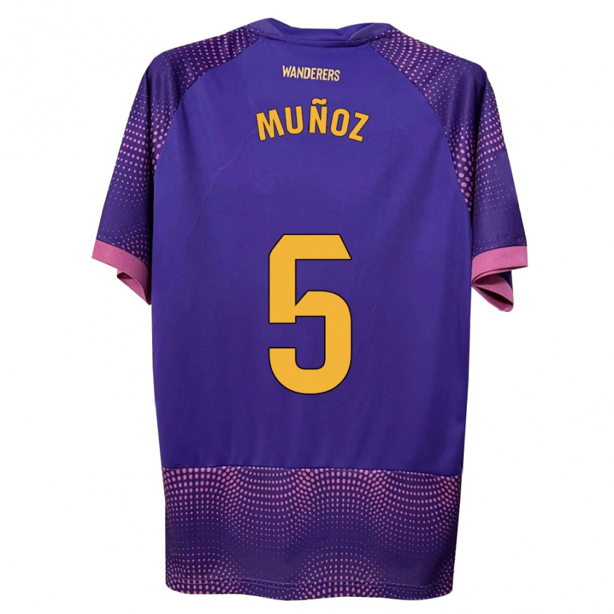 נשים כדורגל Ismael Muñoz #5 לבן ורוד סגול הרחק ג'רזי 2026/27 נשים כדורגל Ismael Muñoz #5 לבן ורוד סגול הרחק ג'רזי 2026/27