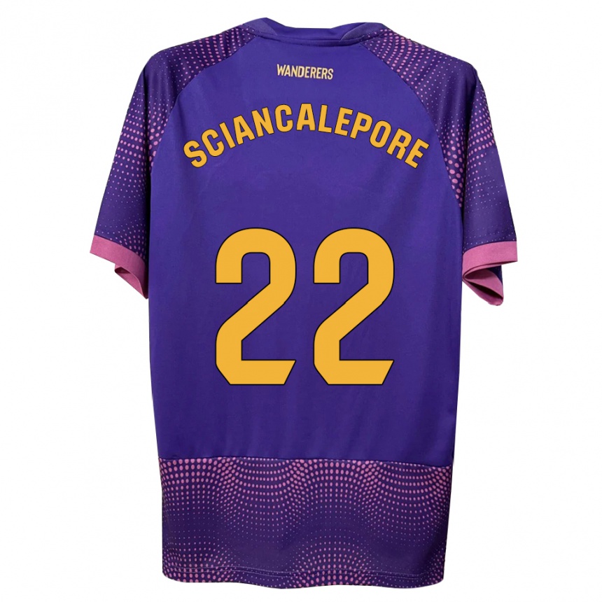 נשים כדורגל Mateo Sciancalepore #22 לבן ורוד סגול הרחק ג'רזי 2026/27