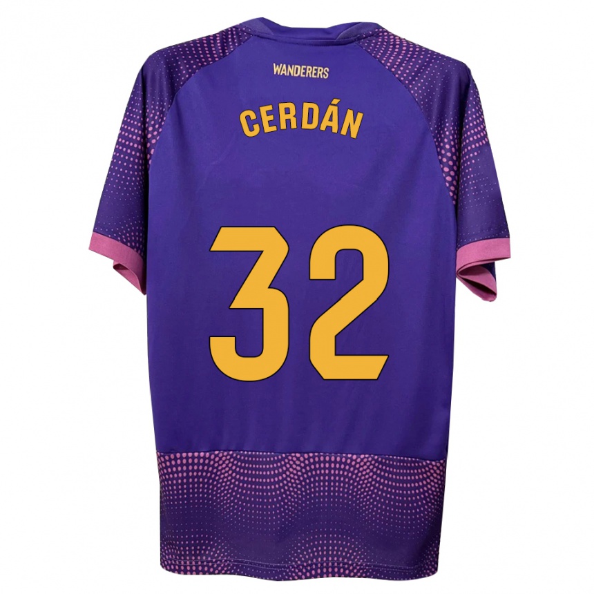 נשים כדורגל Pablo Cerdán #32 לבן ורוד סגול הרחק ג'רזי 2026/27