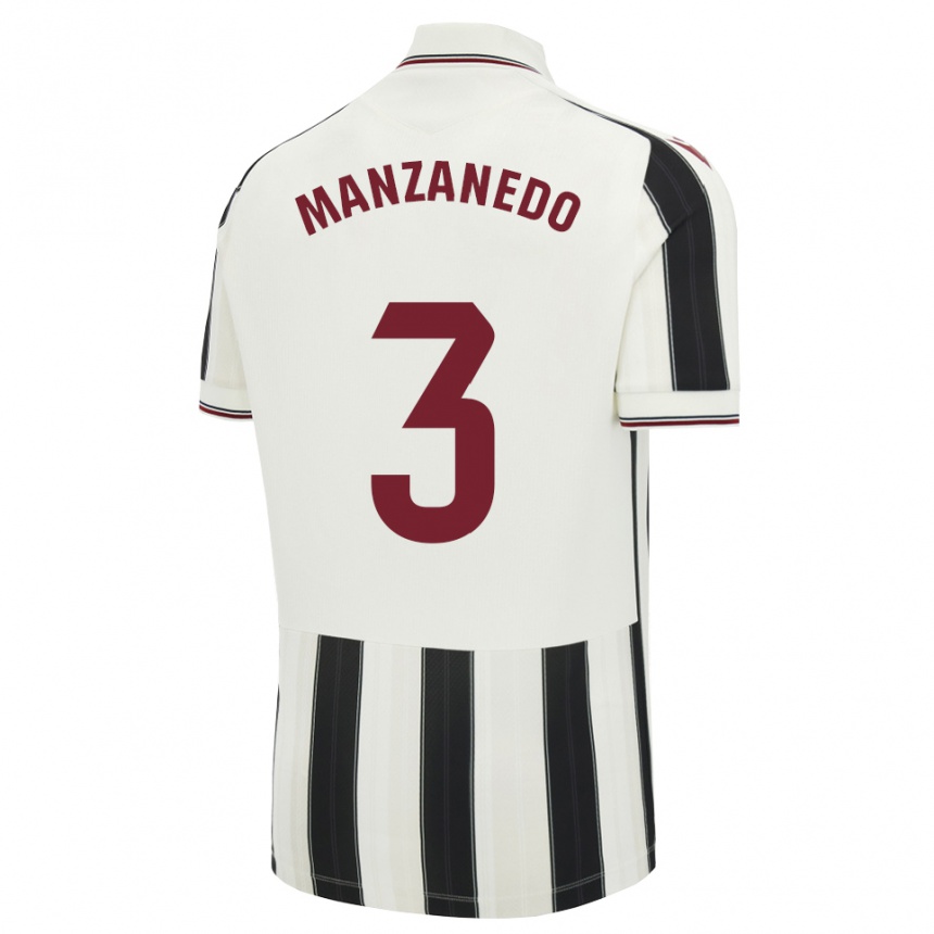 נשים כדורגל Aitor Manzanedo #3 לבן אדום שחור הרחק ג'רזי 2026/27