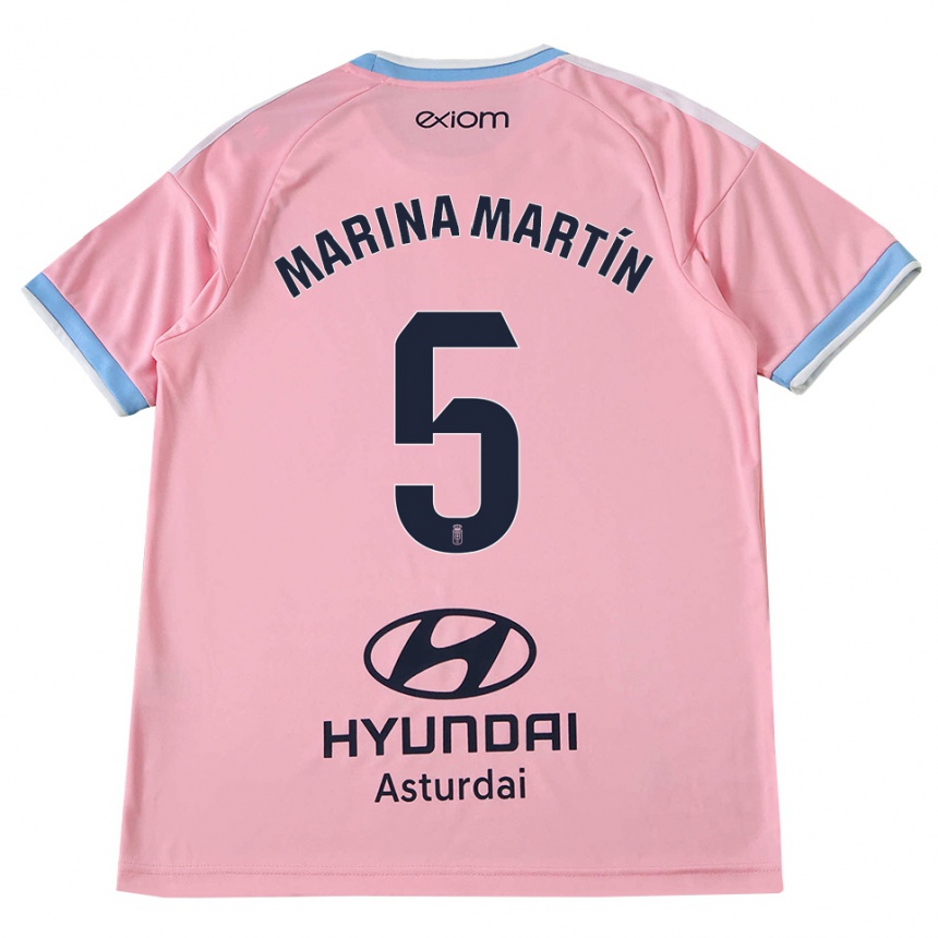 נשים כדורגל Marina Martín #5 כחול תירס ורוד הרחק ג'רזי 2026/27